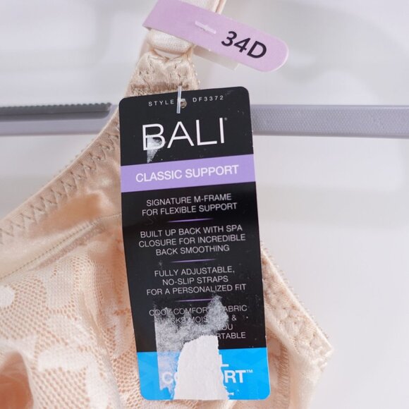 NEW Bali Double Support Spa Closure Wireless Bra White Size 34D 3372 - Picture 3 of 5
